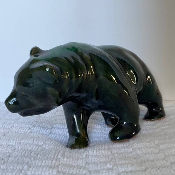 Vintage Evangeline Pottery Ceramic Green Drip Glaze - Bear - Picture 4 of 16
